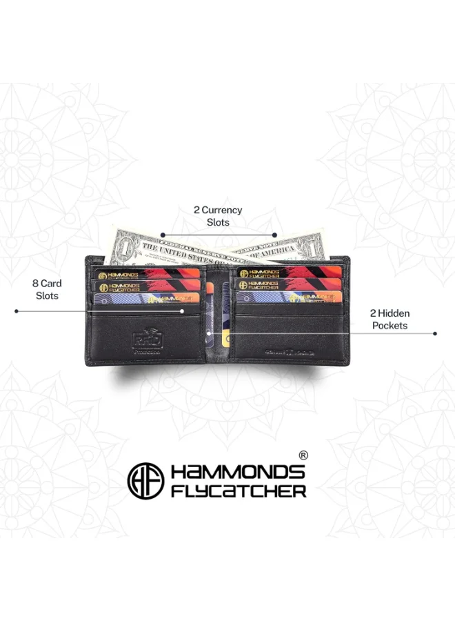 HAMMONDS FLYCATCHER Premium Gift for Men - Leather Wallet for Men with Keyring Combo - Men's Wallet with 8 Card Slots - Birthday Special & Unique Festival Gift Ideas for Husband, Boyfriend